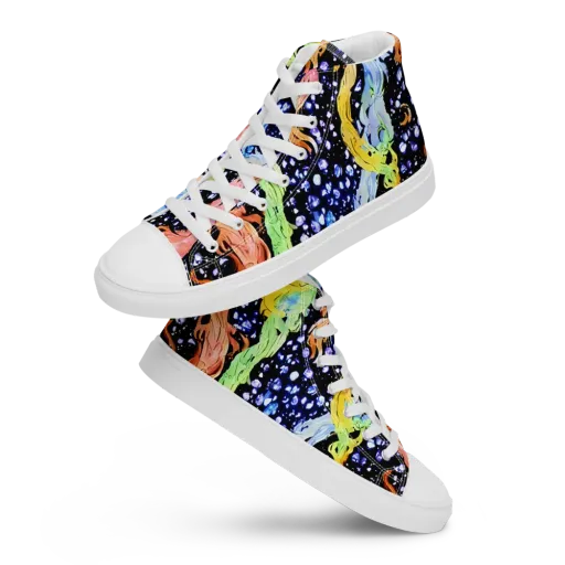 Celestial Serenade on a Men's High Top Canvas Shoes