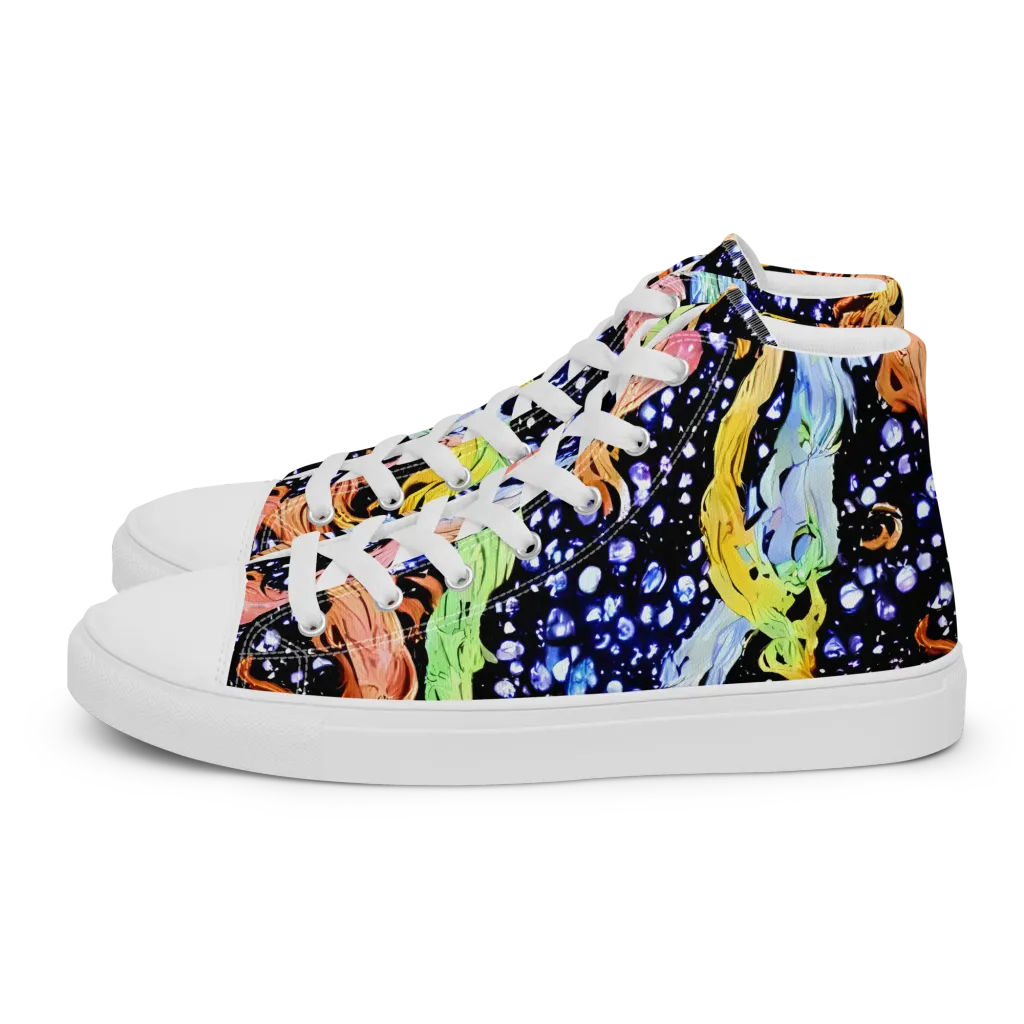 Celestial Serenade on Women's High Top Canvas Shoes — Left