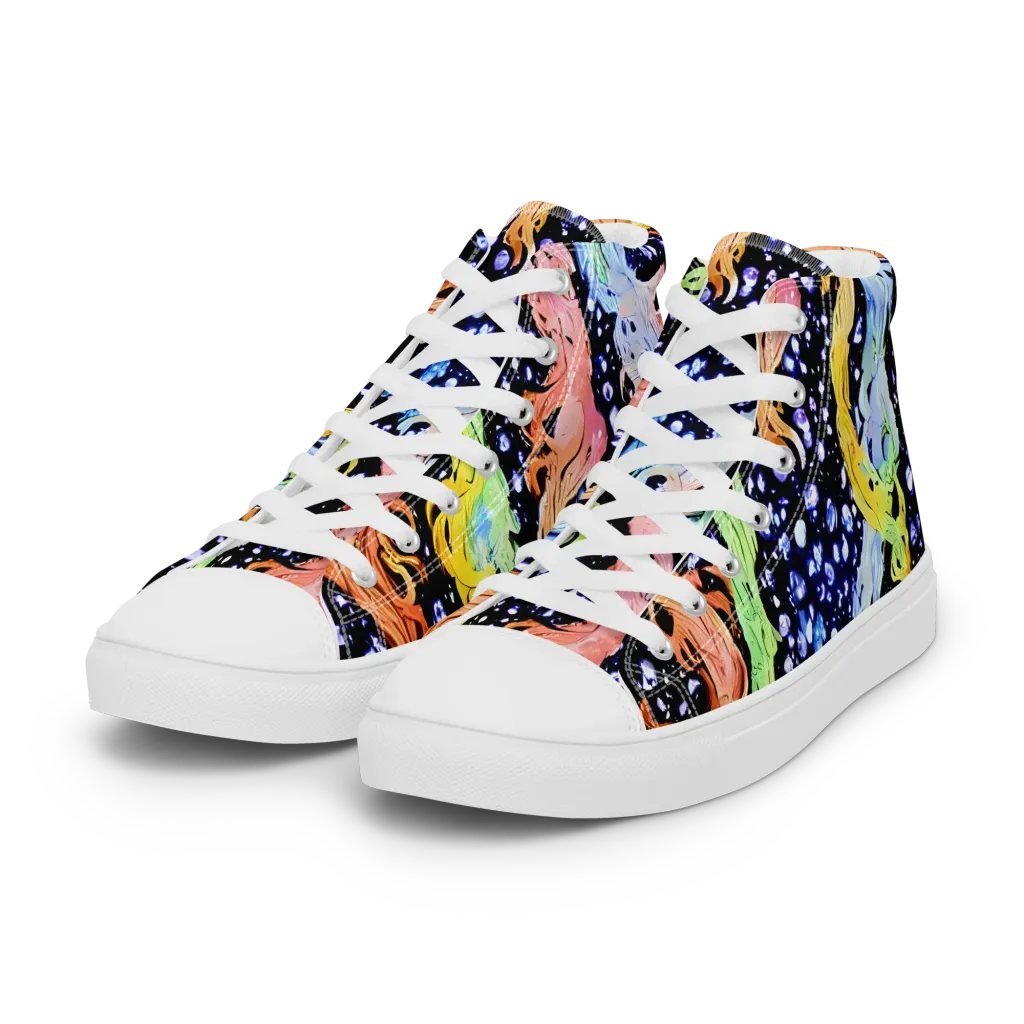 Celestial Serenade on Women's High Top Canvas Shoes — Left Front