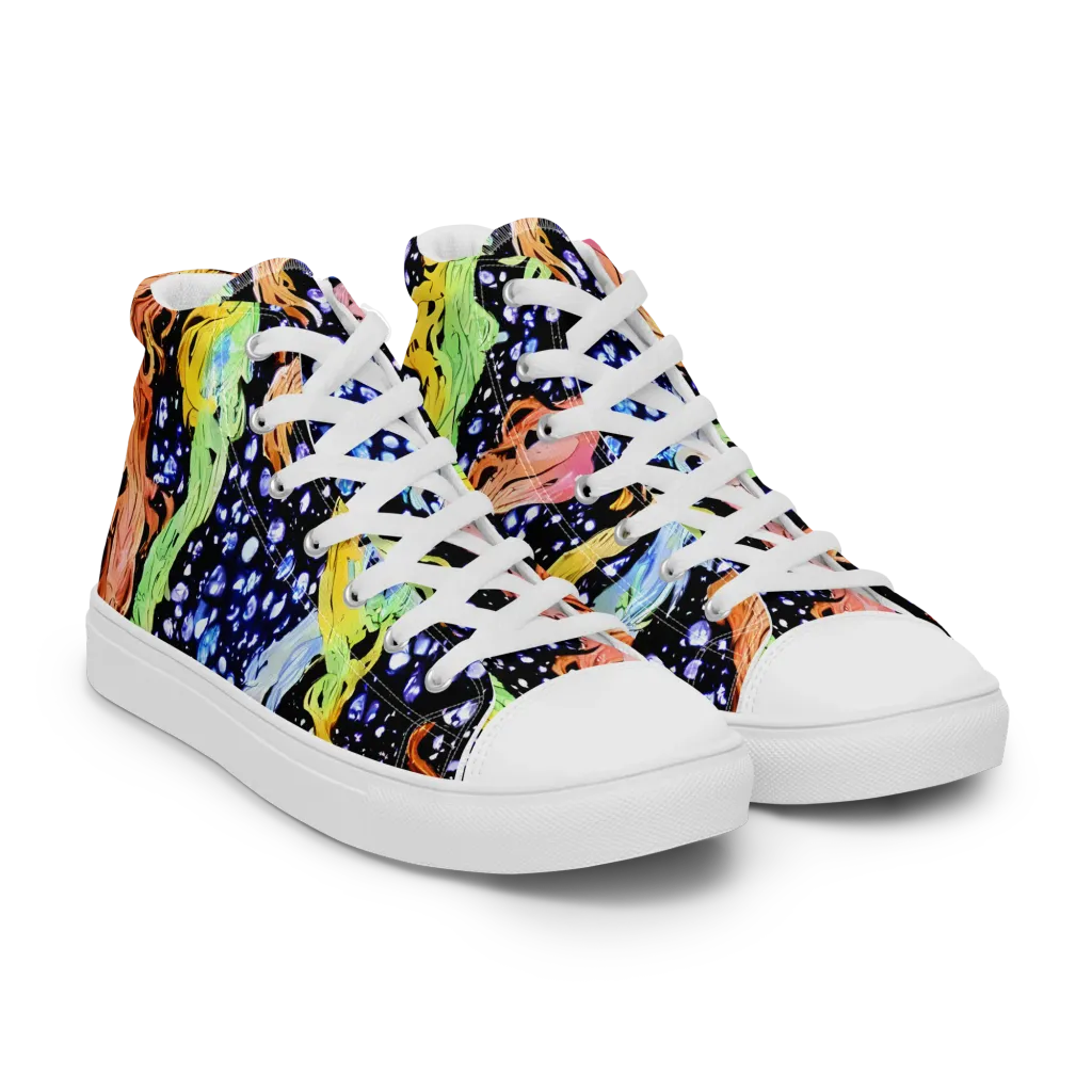 Celestial Serenade on Women's High Top Canvas Shoes — Right Front