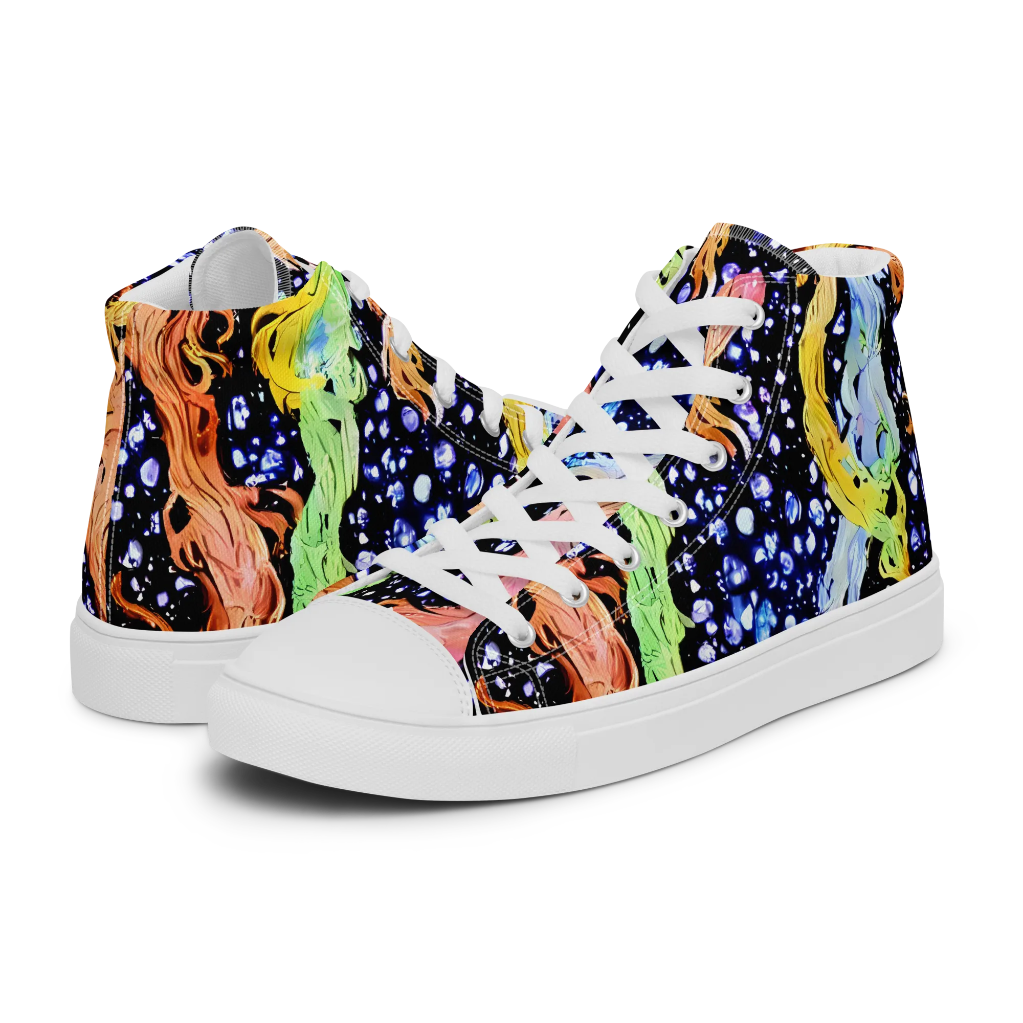 Celestial Serenade on Women's High Top Canvas Shoes — Left
