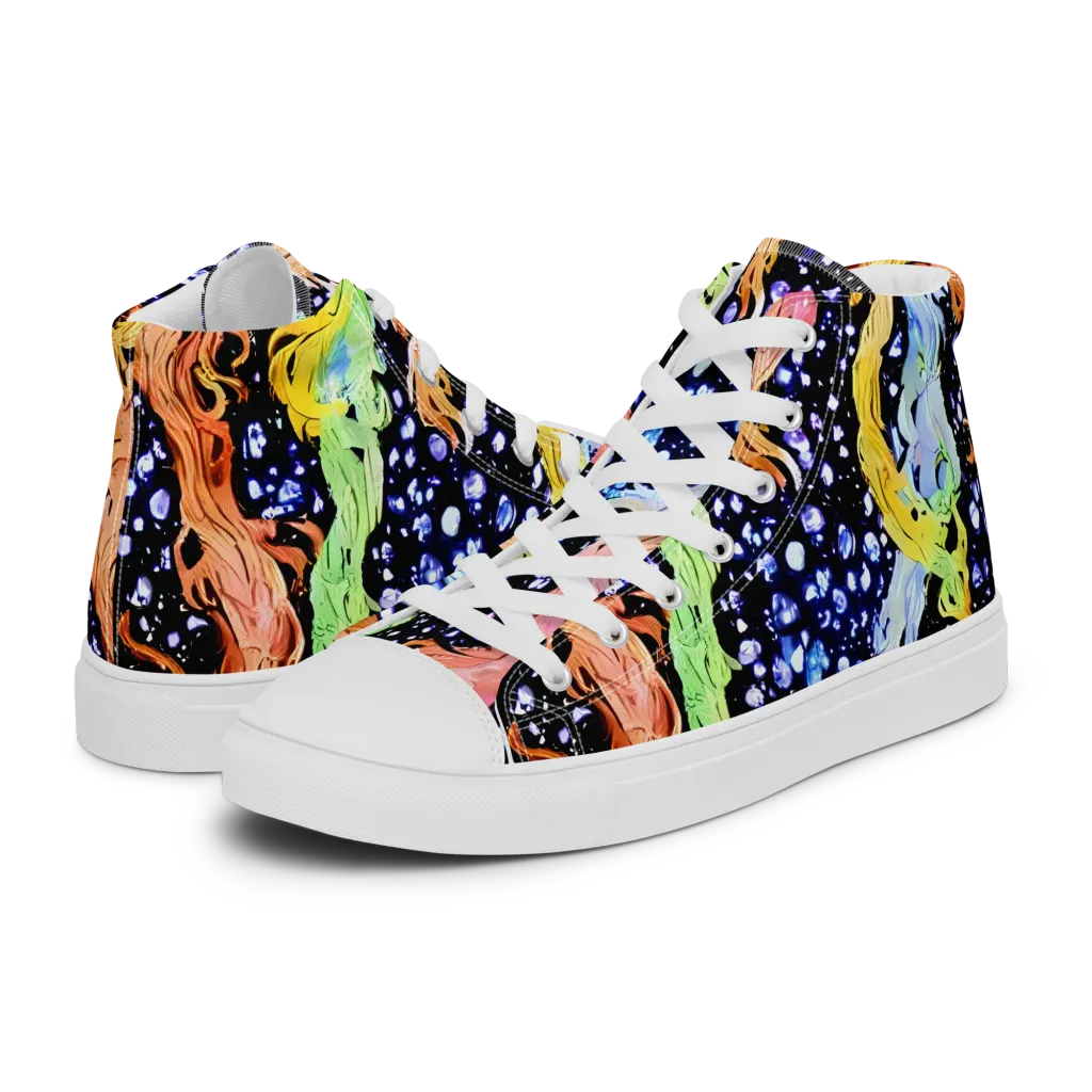 Celestial Serenade on Women's High Top Canvas Shoes — Left