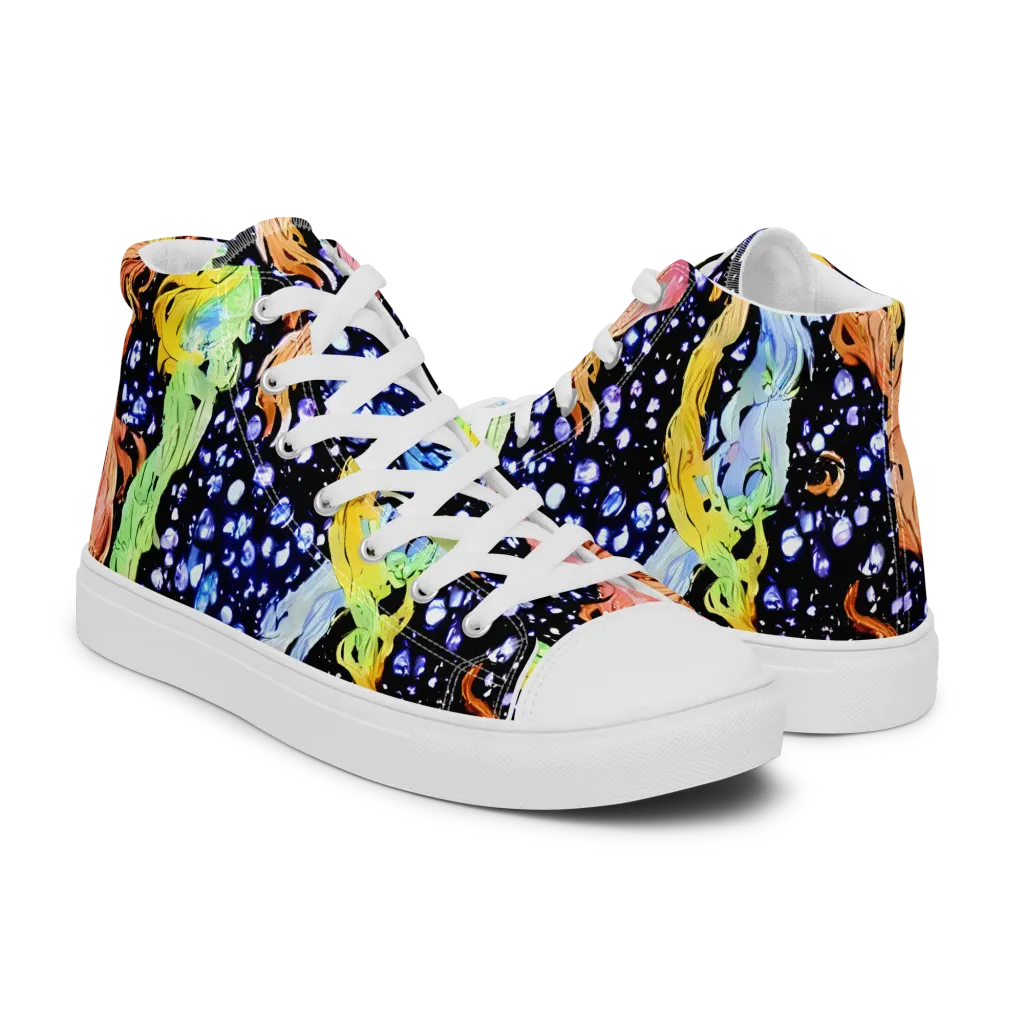Celestial Serenade on Women's High Top Canvas Shoes — Right