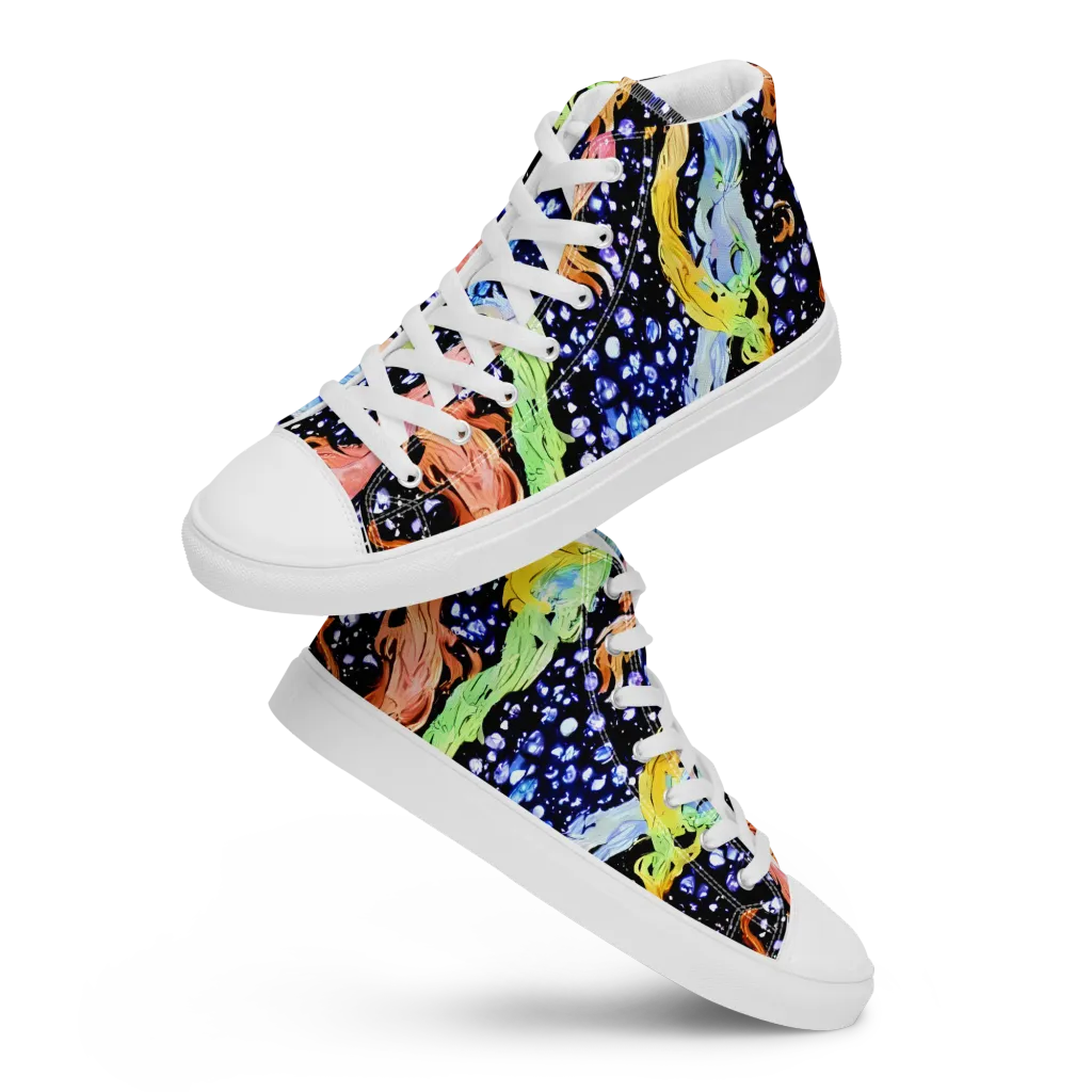 Celestial Serenade on Women's High Top Canvas Shoes — Front