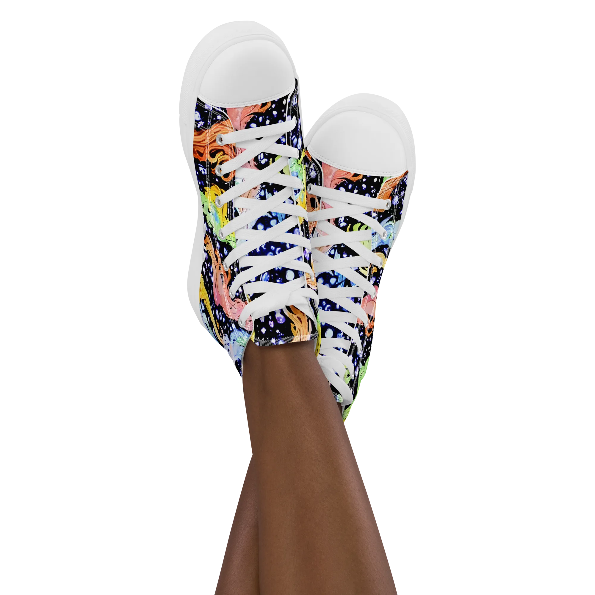 Celestial Serenade on Women's High Top Canvas Shoes — Front