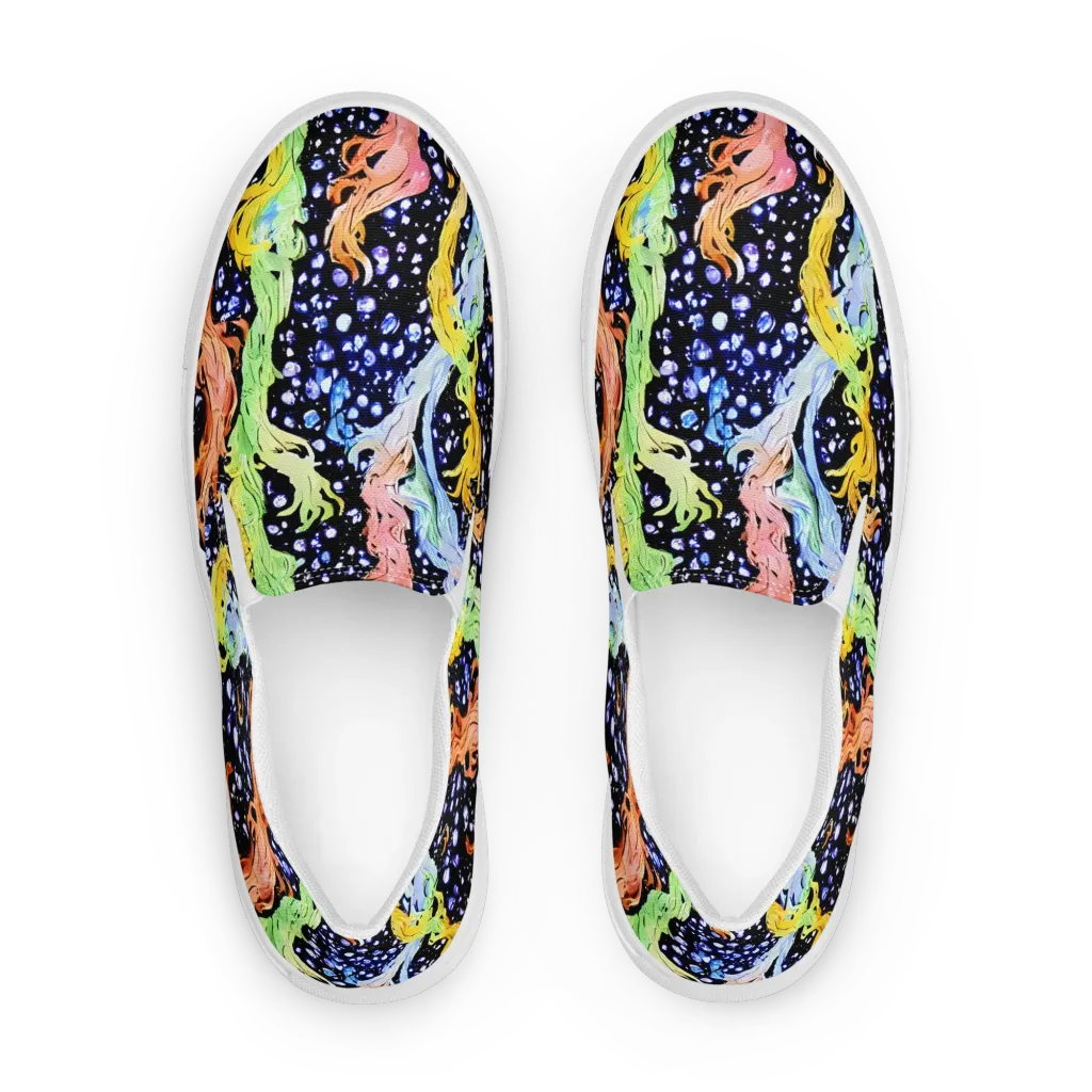 Celestial Serenade on Men's Slip-On Canvas Shoes — Front