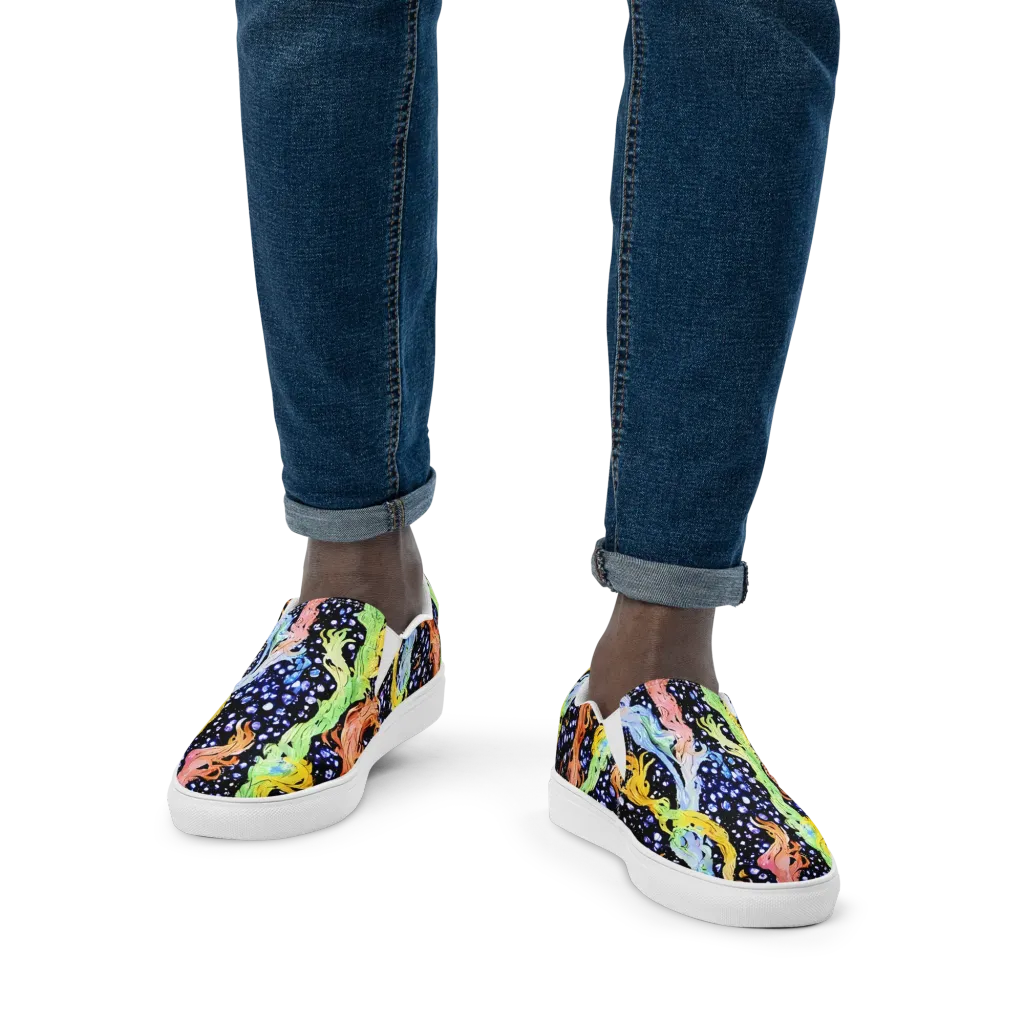 Celestial Serenade on Men's Slip-On Canvas Shoes — Front