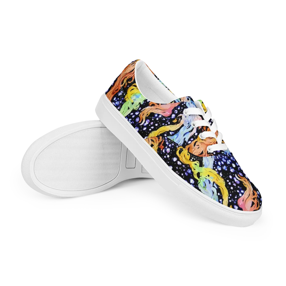 Celestial Serenade on Men's Lace-Up Canvas Shoes — Right Front