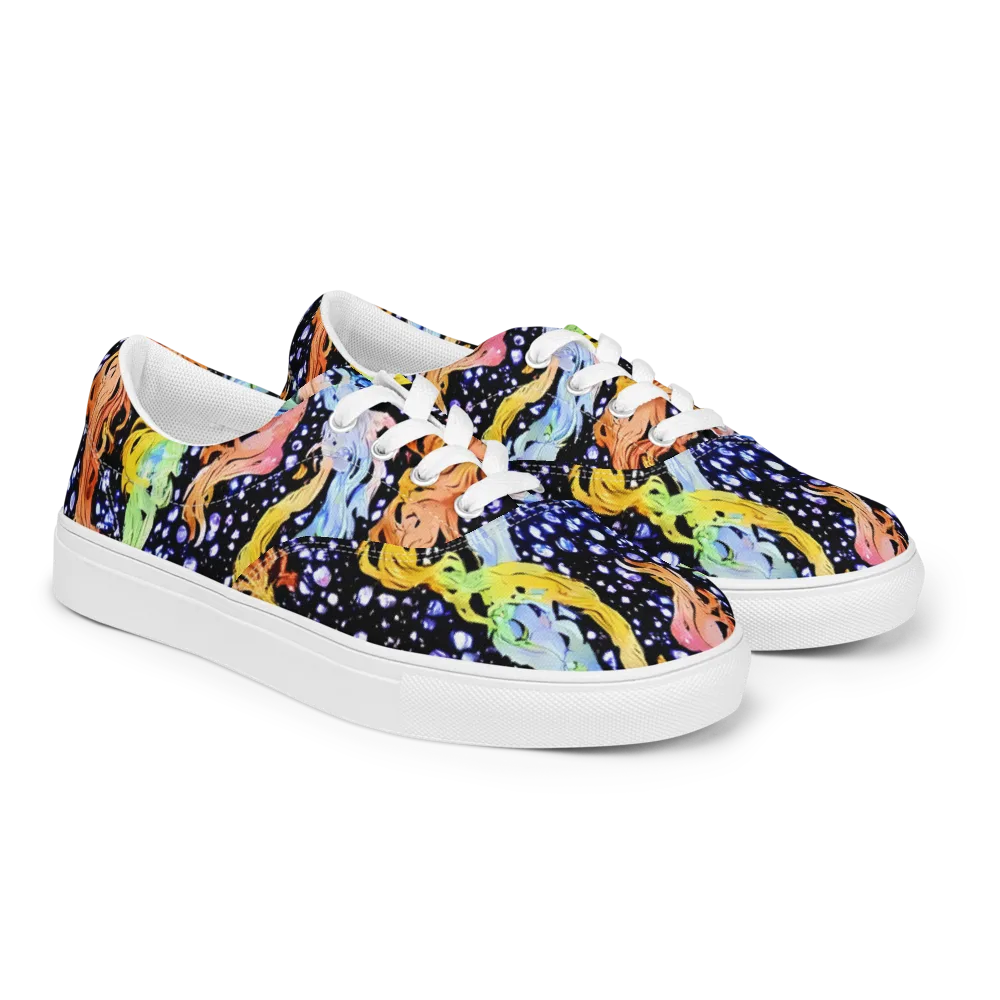 Celestial Serenade on Men's Lace-Up Canvas Shoes — Right Front