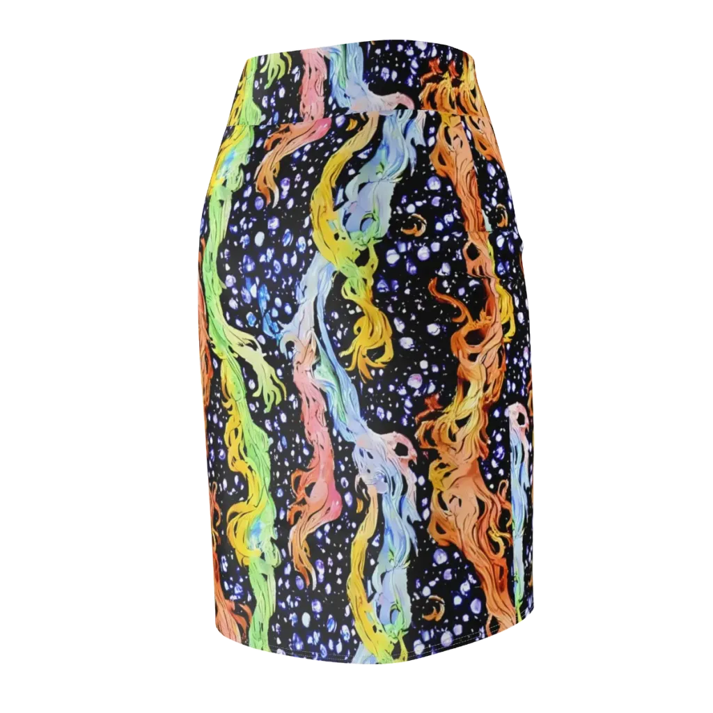 Celestial Serenade on Pencil Skirt — Back Side