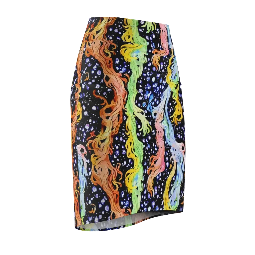 Celestial Serenade on Pencil Skirt — Front Side