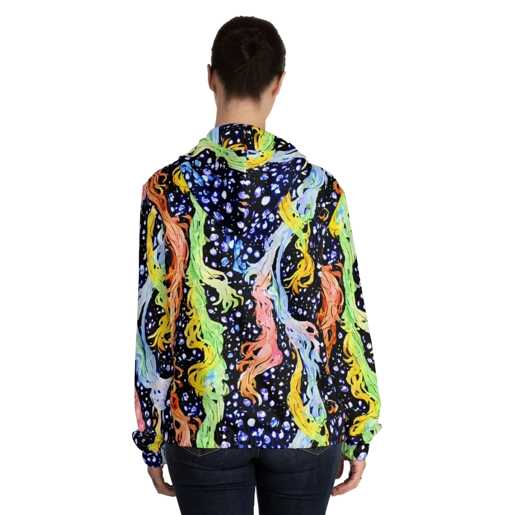 Celestial Serenade on Women's Full-Zip Hoodie — Back On Person