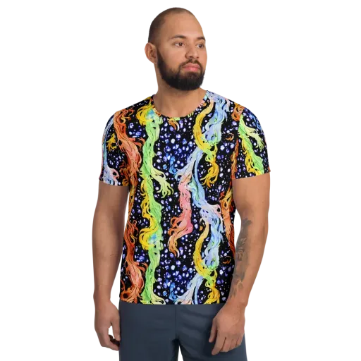 Celestial Serenade on a Men's Athletic T-Shirt