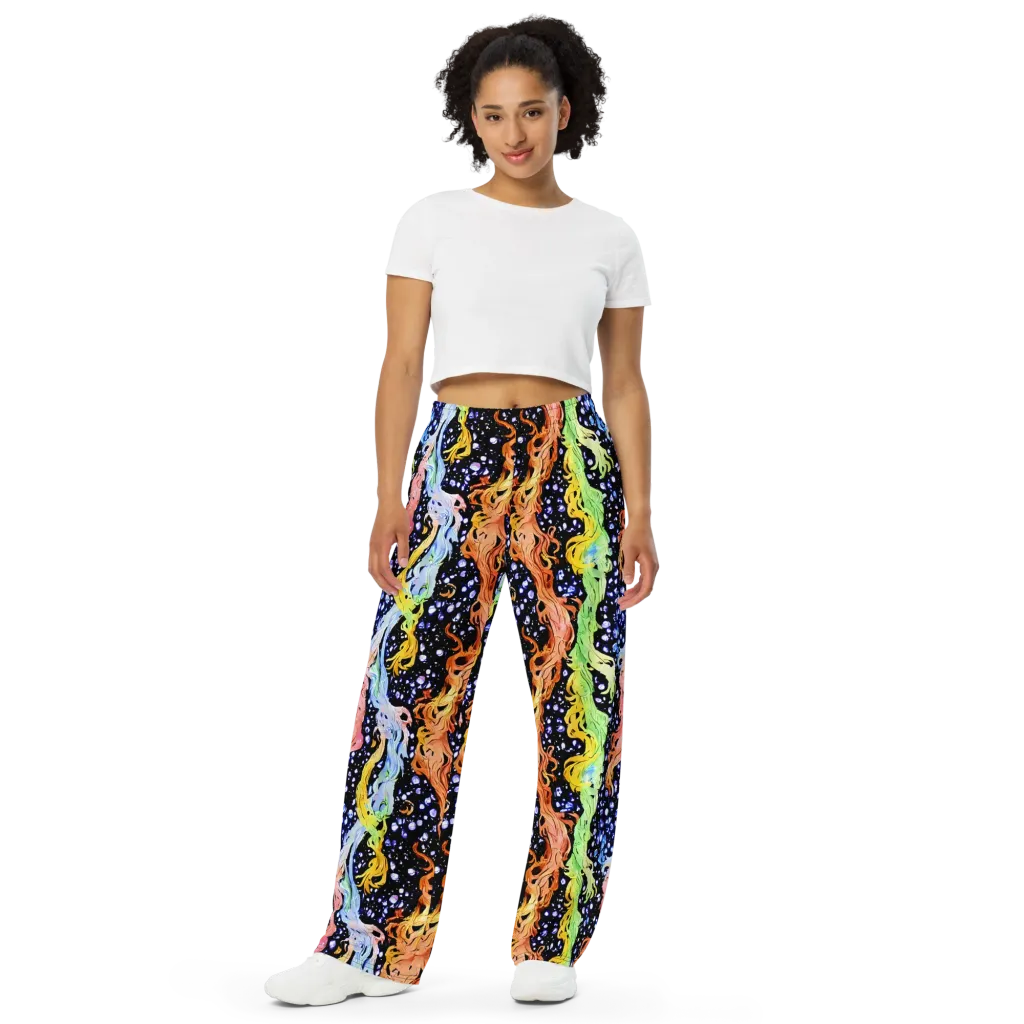 Celestial Serenade on Wide-Leg Pants — Front