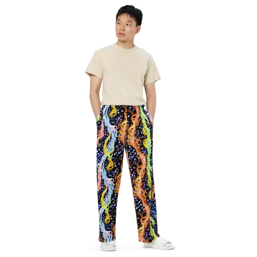 Celestial Serenade on a Wide-Leg Pants