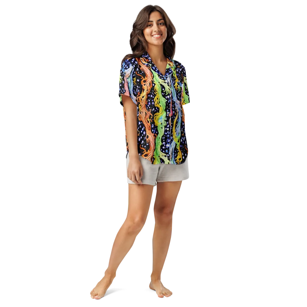 Celestial Serenade on Women's Short Sleeve Pajama Top — Front
