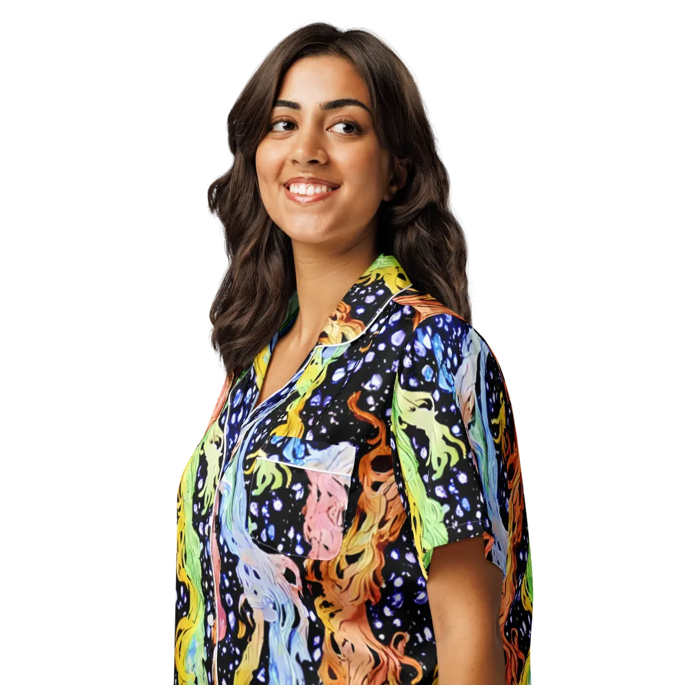 Celestial Serenade on Women's Short Sleeve Pajama Top — Left Front