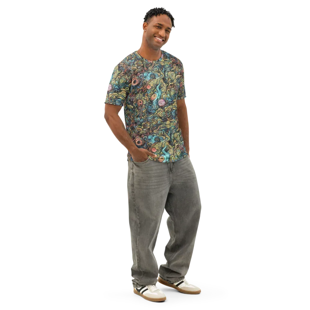 Tidal Vision on Men's Cotton Crew Neck T-Shirt — Right Front