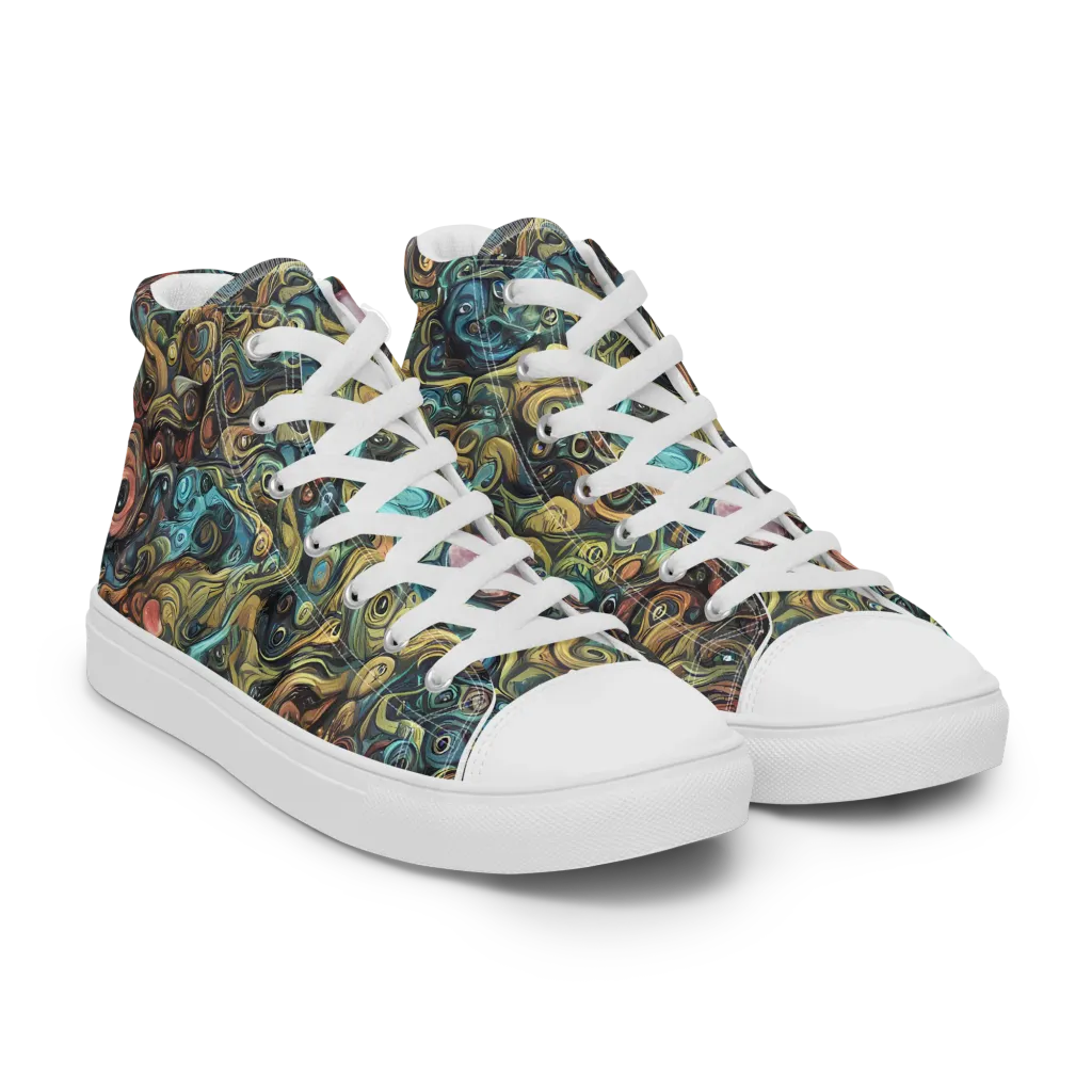 Tidal Vision on Men's High Top Canvas Shoes — Right Front