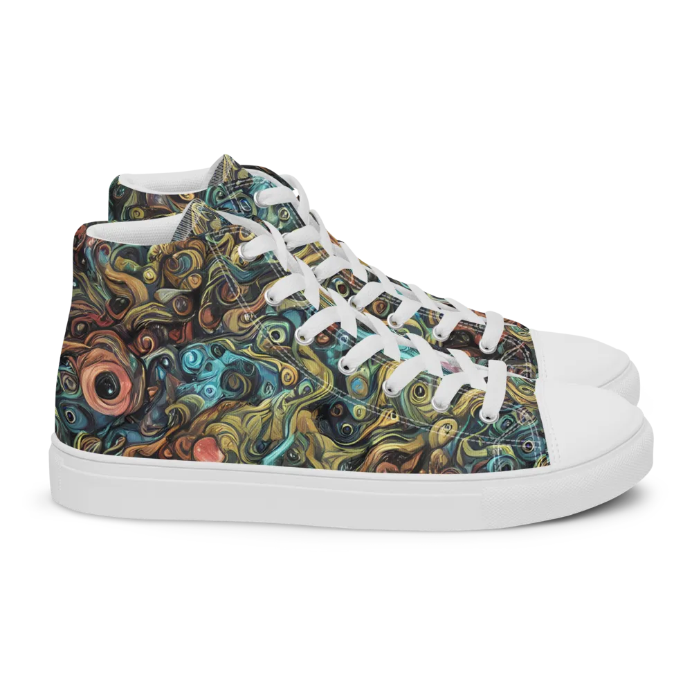 Tidal Vision on Women's High Top Canvas Shoes — Right