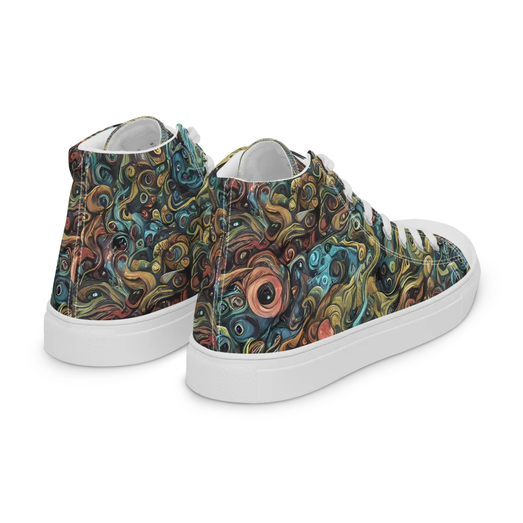Tidal Vision on Women's High Top Canvas Shoes — Right Back