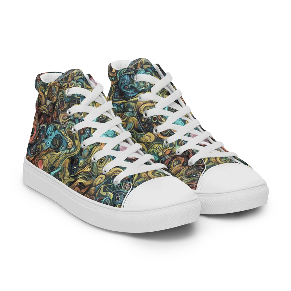 Tidal Vision on Women's High Top Canvas Shoes — Right Front