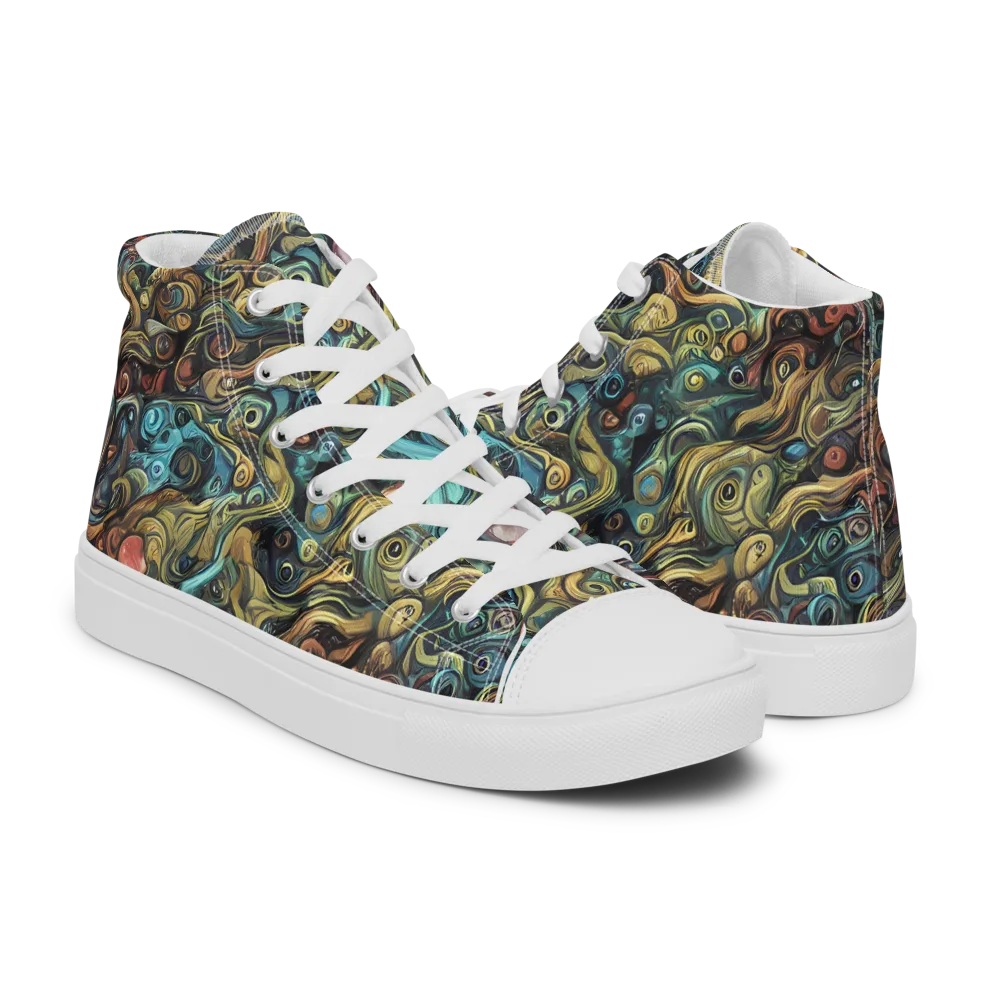 Tidal Vision on Women's High Top Canvas Shoes — Right