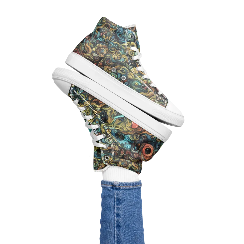 Tidal Vision on Women's High Top Canvas Shoes — Left