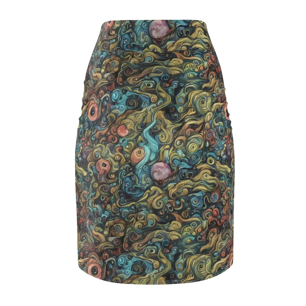 Tidal Vision on Pencil Skirt — Back