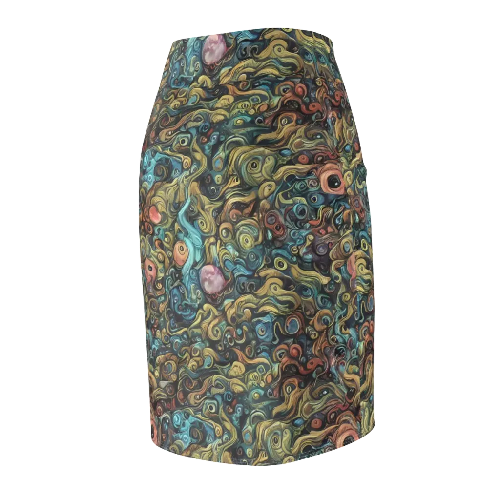 Tidal Vision on Pencil Skirt — Back Side