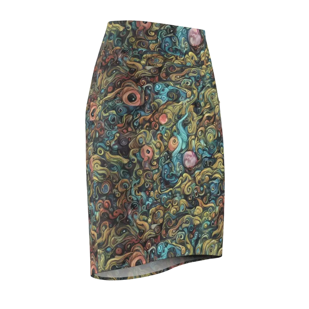 Tidal Vision on Pencil Skirt — Front Side