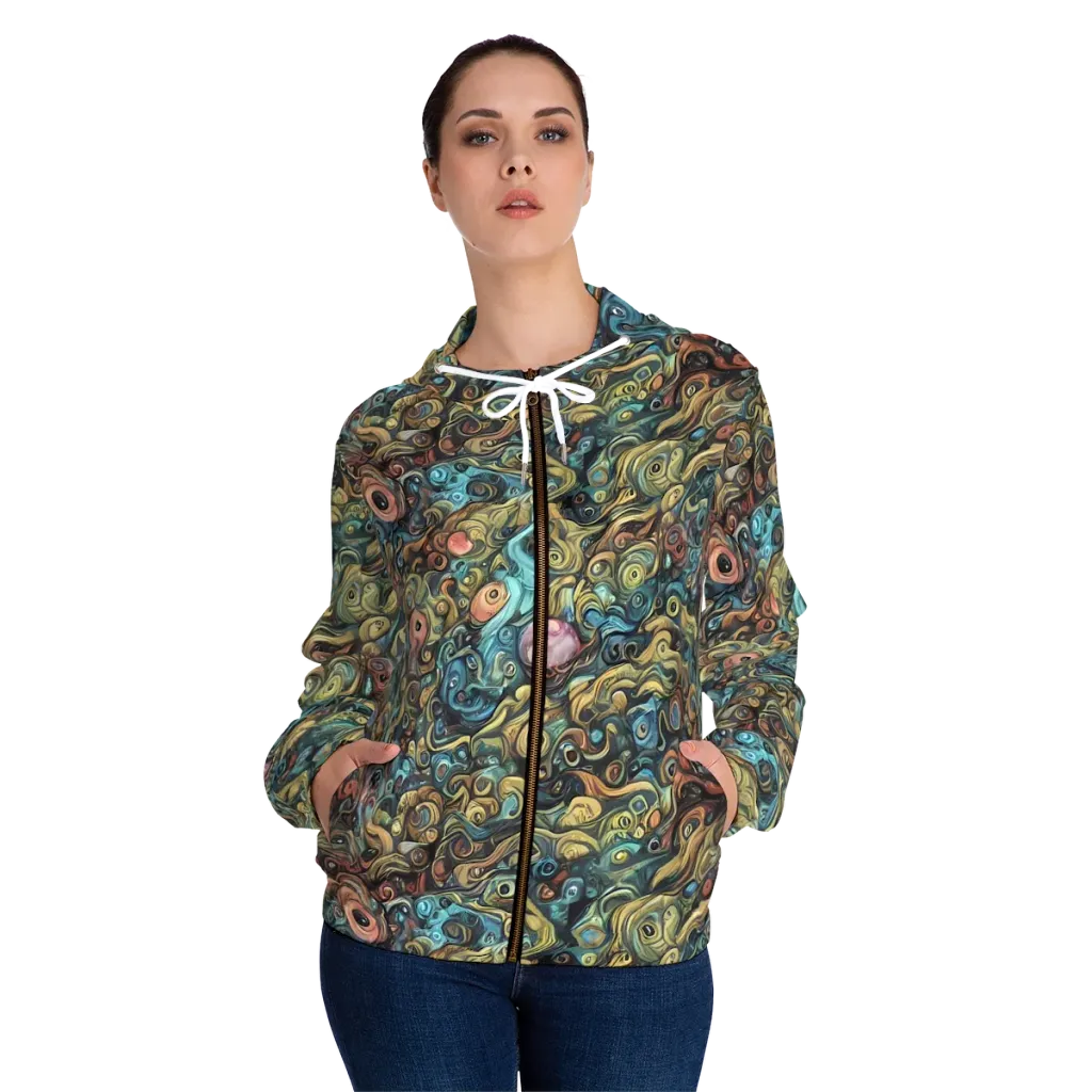 Tidal Vision on Women's Full-Zip Hoodie — Front On Person
