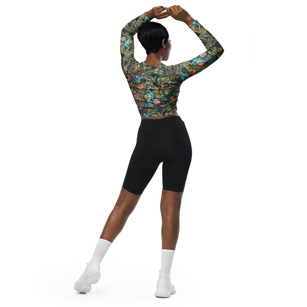 Tidal Vision on Long Sleeve Crop Top — Back