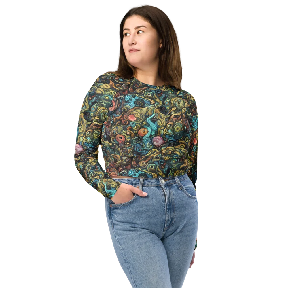 Tidal Vision on Long Sleeve Crop Top — Front