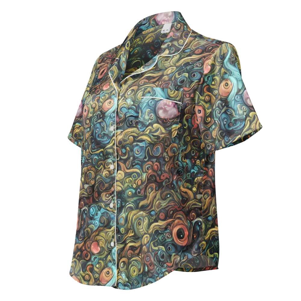 Tidal Vision on Women's Short Sleeve Pajama Top — Left Front