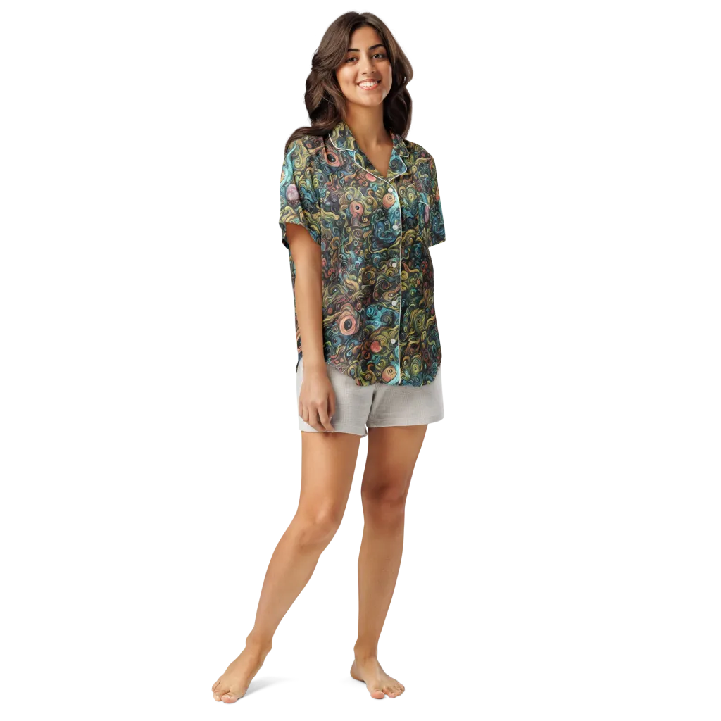Tidal Vision on Women's Short Sleeve Pajama Top — Front