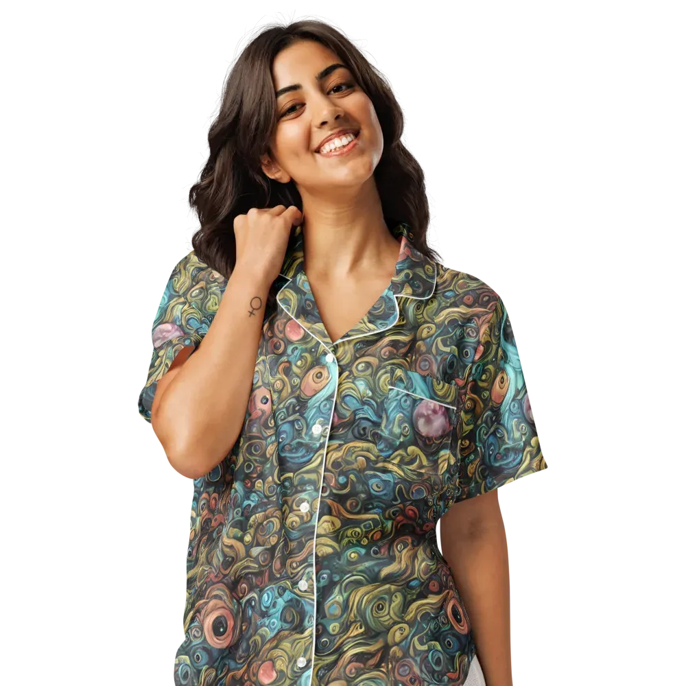 Tidal Vision on Women's Short Sleeve Pajama Top — Front