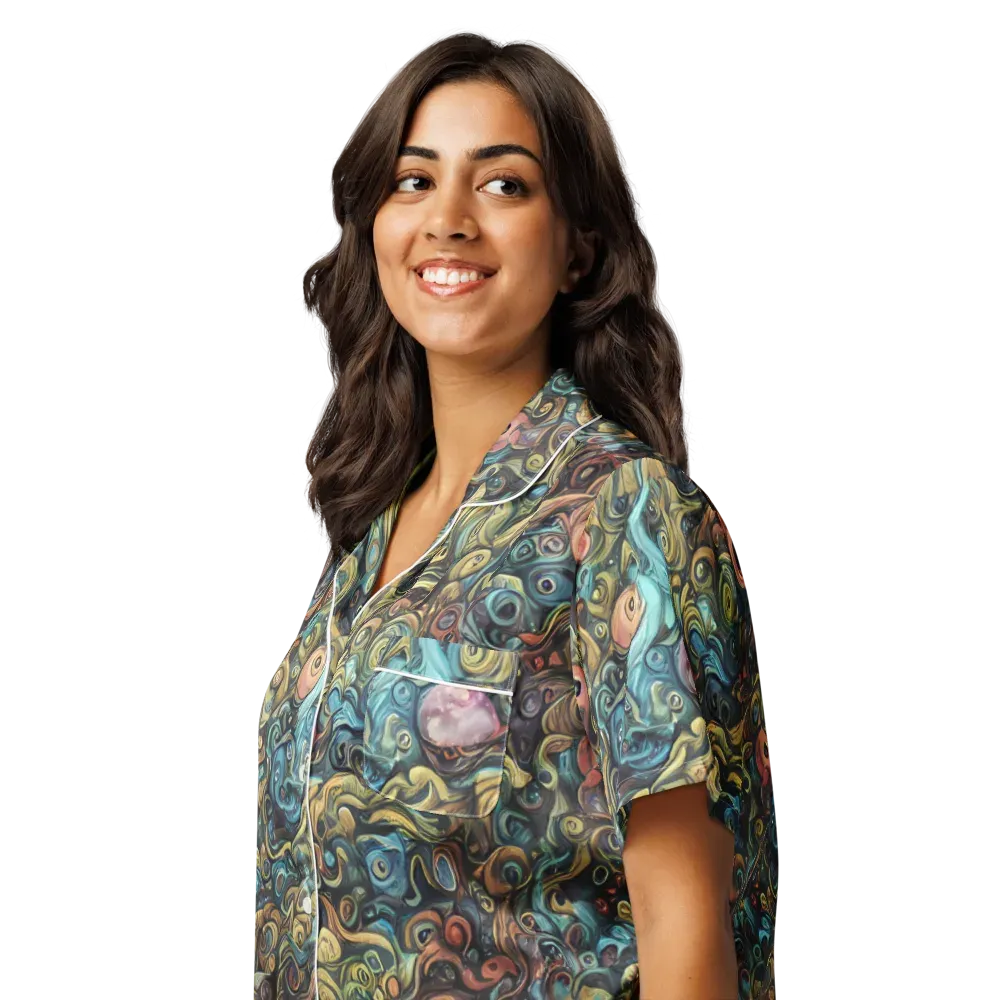 Tidal Vision on Women's Short Sleeve Pajama Top — Left Front