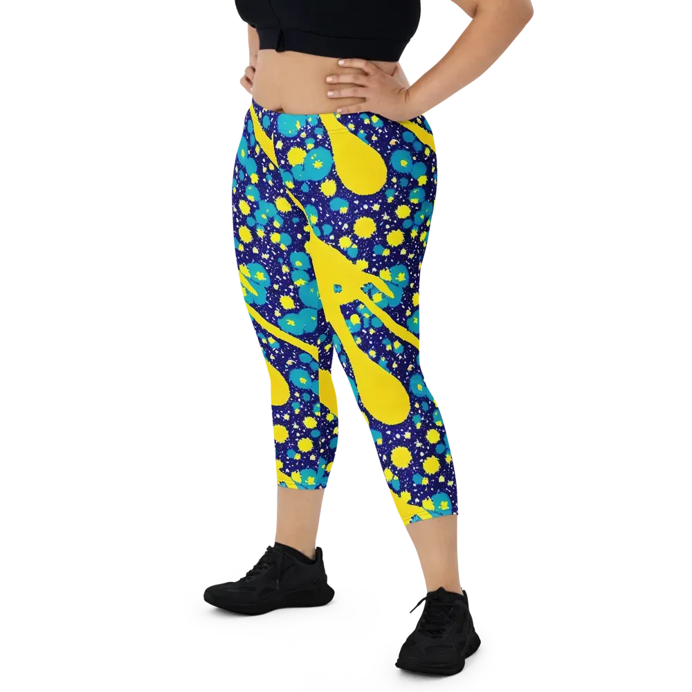 Starburst Splash on Capri Leggings — Front