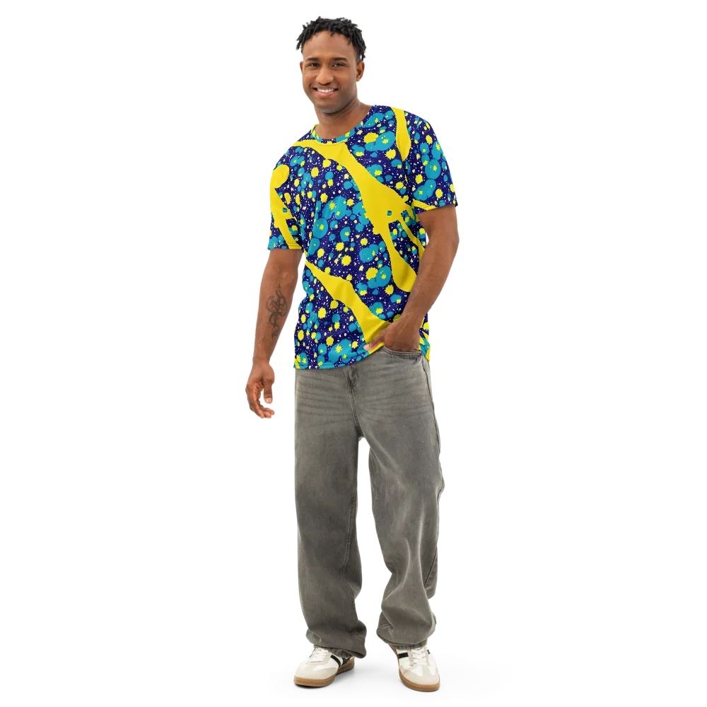 Starburst Splash on Men's Cotton Crew Neck T-Shirt — Front