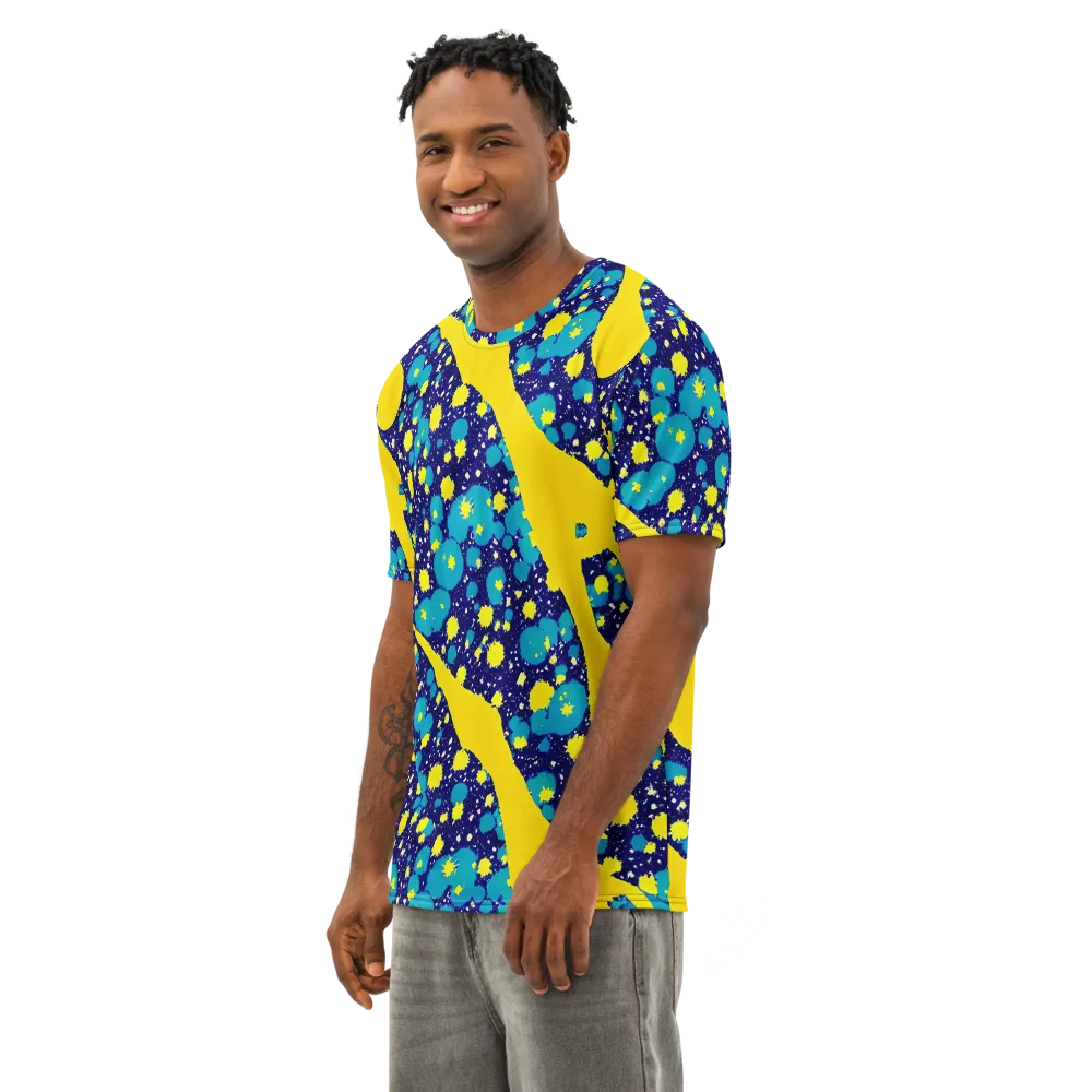 Starburst Splash on Men's Cotton Crew Neck T-Shirt — Left Front