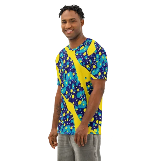 Starburst Splash on a Men's Cotton Crew Neck T-Shirt