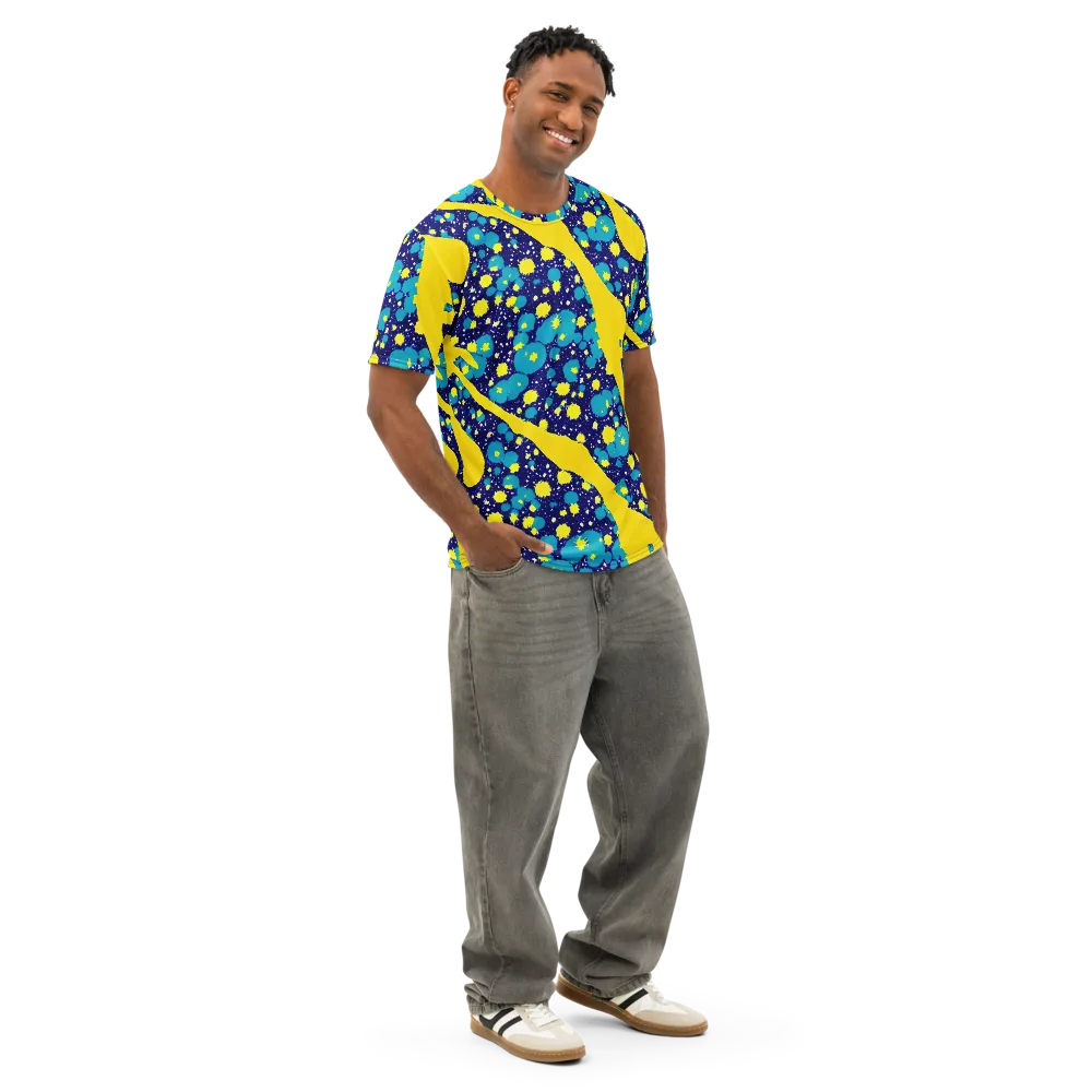 Starburst Splash on Men's Cotton Crew Neck T-Shirt — Right Front