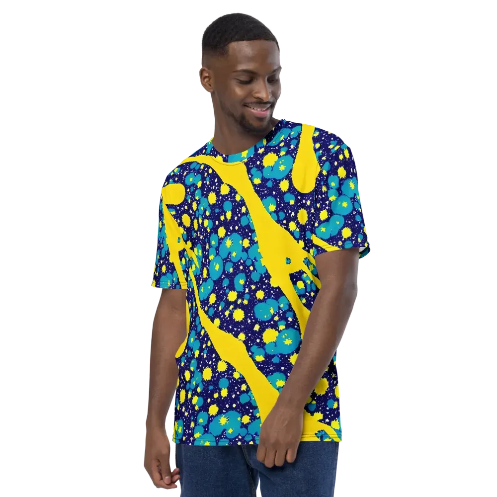 Starburst Splash on Men's Crew Neck T-Shirt — Left