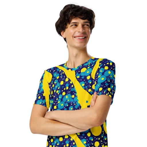Starburst Splash on a Men's Crew Neck T-Shirt