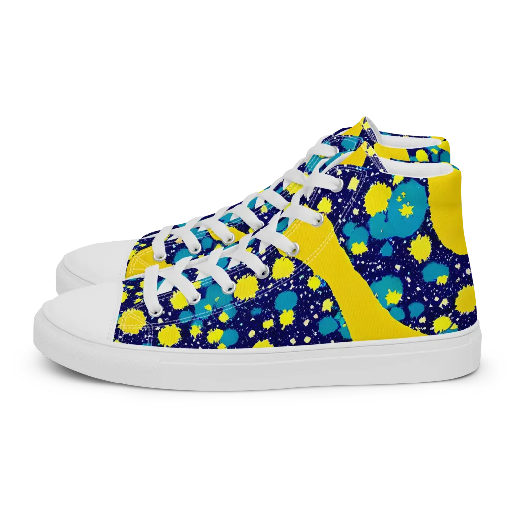 Starburst Splash on Men's High Top Canvas Shoes — Left