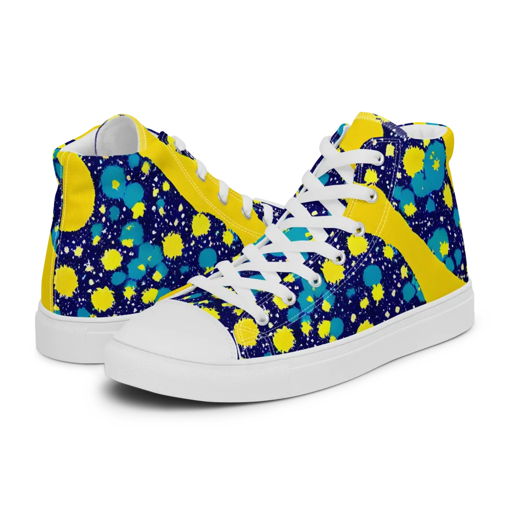 Starburst Splash on Men's High Top Canvas Shoes — Left
