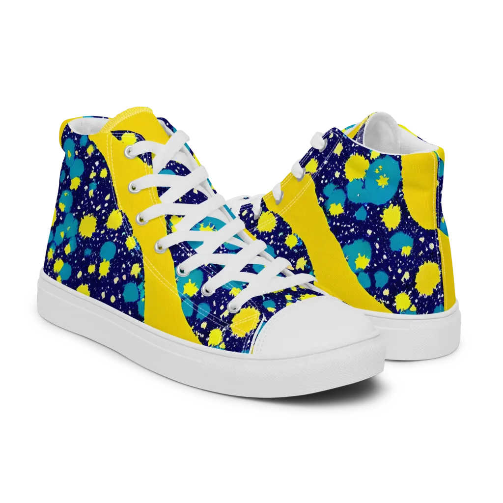 Starburst Splash on Men's High Top Canvas Shoes — Right