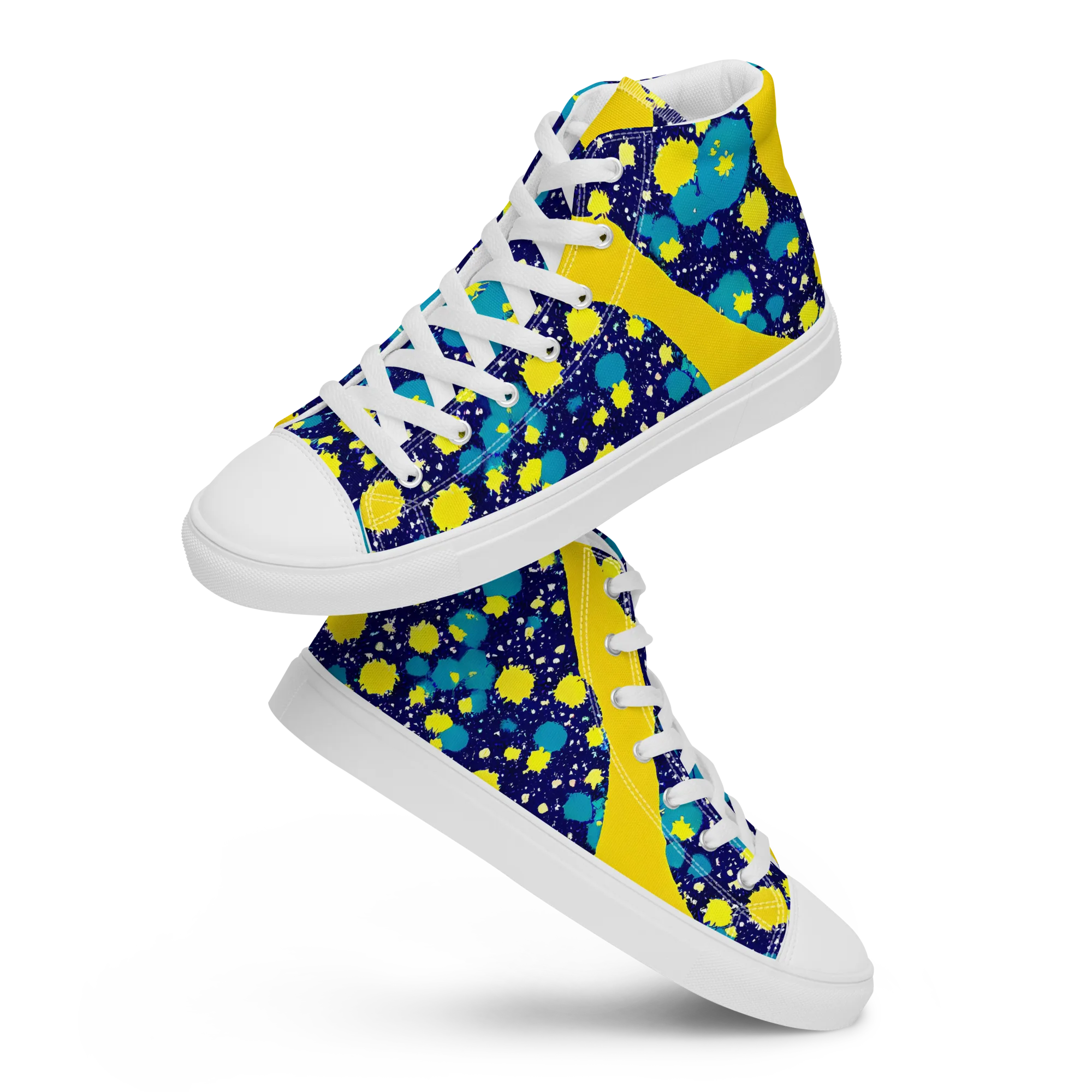 Starburst Splash on Men's High Top Canvas Shoes — Front