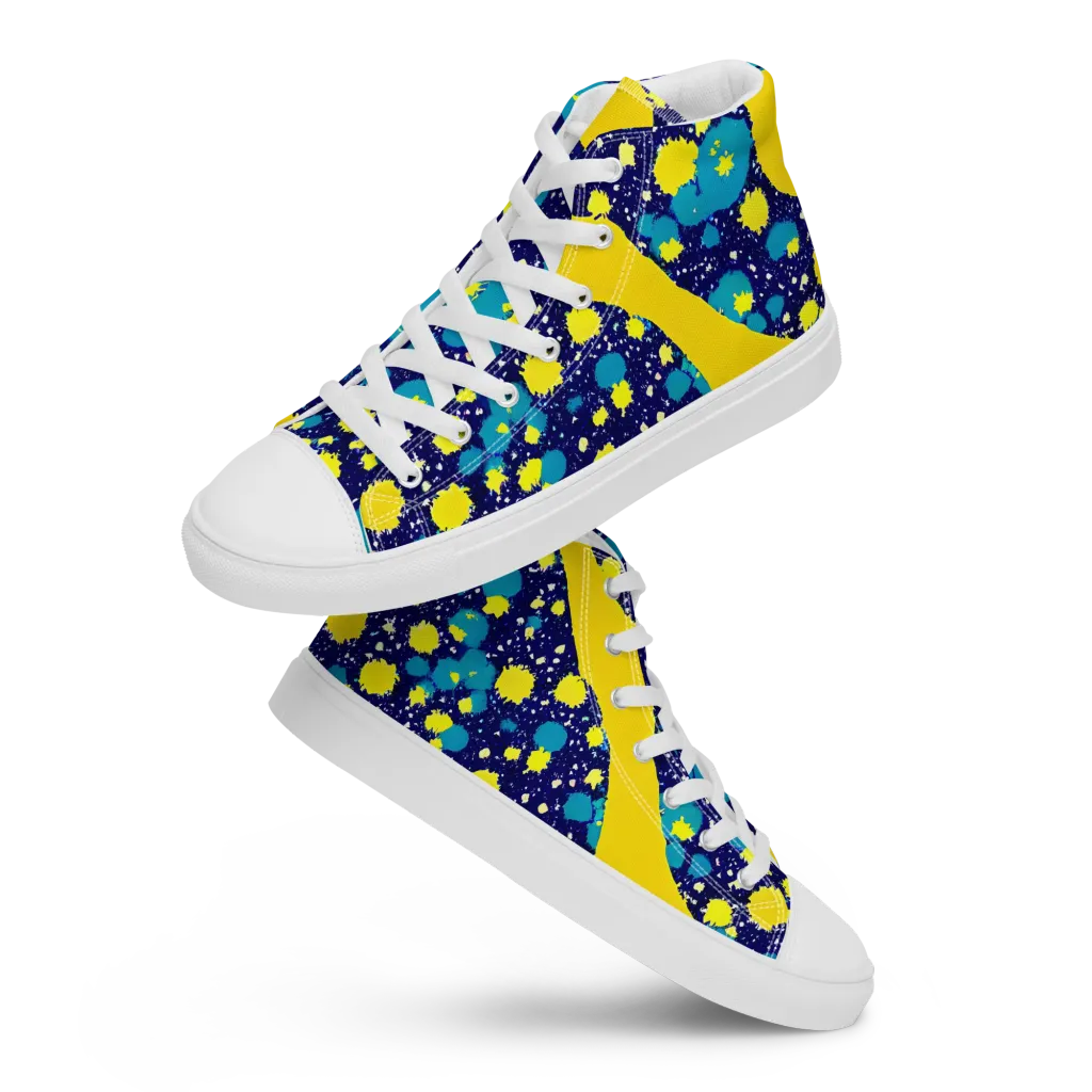 Starburst Splash on Men's High Top Canvas Shoes — Front